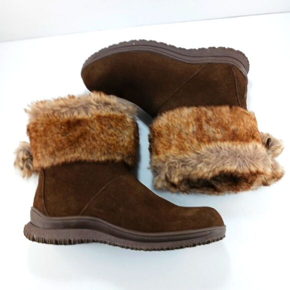 NWOT Minnetonka Somerville Women's Brown Suede Leather Boot Plush Faux Fur 8.... - Picture 7 of 13